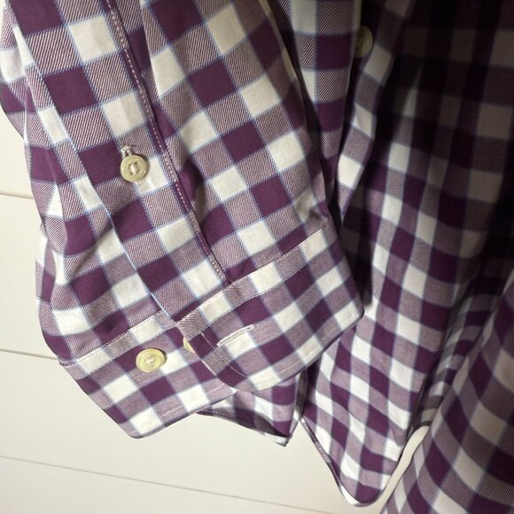 Brooks Brothers 346 Non Iron Long Sleeve Button Down Purple Blue White Check XL - Picture 5 of 7